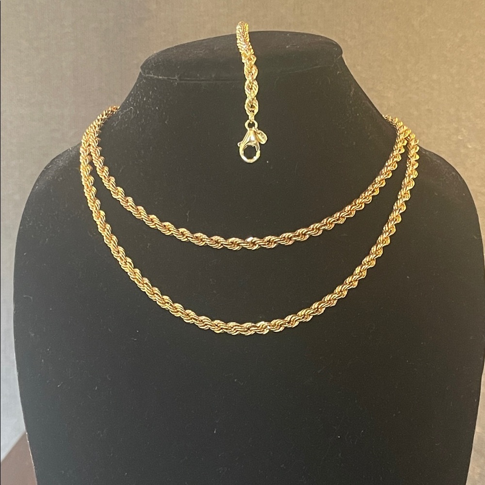Elegant Three Piece Gold Rope Chain Necklace Set from Italy